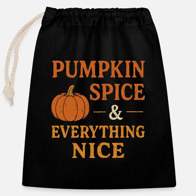 Pumpkin Spice & Everything That Is Beautiful - Closable cotton gift bag (25x30cm) - black