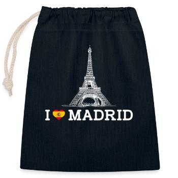 J’aime Madrid Cool Coeur Drapeau Tour Eiffel Humour - Sac cadeau en coton avec cordon (25 x 30 cm) - bleu marine - Devant