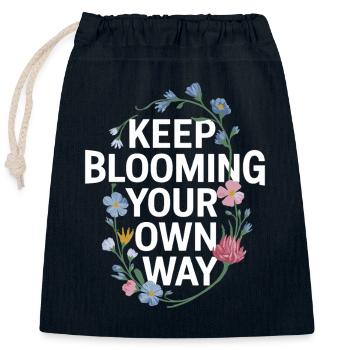 Continue to bloom in your own way with - Closable cotton gift bag (25x30cm) - navy - Front