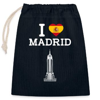 J’aime Madrid Cool Espagne Drapeau Lover Empire Coeur - Sac cadeau en coton avec cordon (25 x 30 cm) - bleu marine - Devant