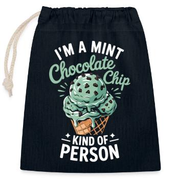 Minze Schokoladen Eiscreme Fan - Verschließbarer Geschenkbeutel aus Baumwolle (25x30cm) - Navy - Vorne