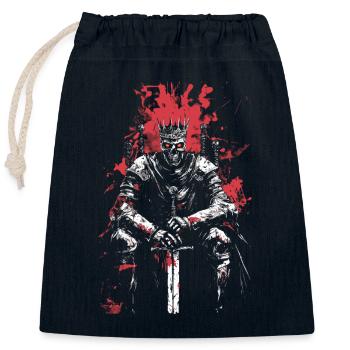 Undead King with Sword – Dark Fantasy Art - Closable cotton gift bag (25x30cm) - navy - Front