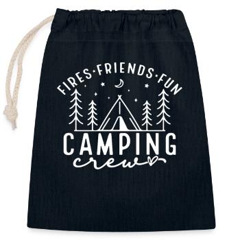 Feux Amis Plaisir Équipe de camping - Sac cadeau en coton avec cordon (25 x 30 cm) - bleu marine - Devant