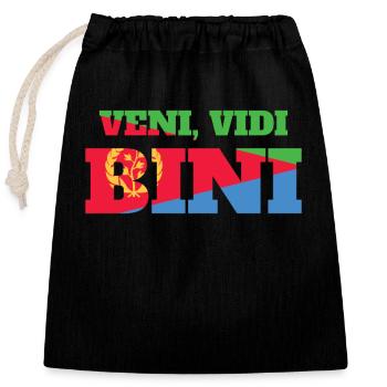 Eritrea Veni Vidi Bini Farbenfroh - Verschließbarer Geschenkbeutel aus Baumwolle (25x30cm) - Schwarz - Vorne