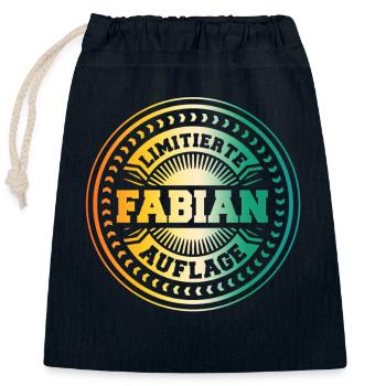 Fabien - Sac cadeau en coton avec cordon (25 x 30 cm) - bleu marine - Devant