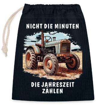 TRACTOR NOT THE MINUTES - Closable cotton gift bag (25x30cm) - navy - Front