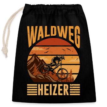 Mountainbiker WALDWEG HEIZER MTB Lustiges - Verschließbarer Geschenkbeutel aus Baumwolle (25x30cm) - Schwarz - Vorne