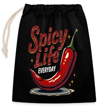 Spicy Life – Chili Vibes für jeden Tag - Verschließbarer Geschenkbeutel aus Baumwolle (25x30cm) - Schwarz - Vorne