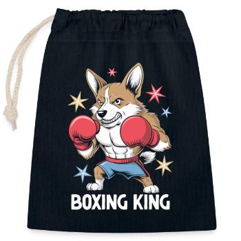 Un corgi boxing king boxer gymnase sportive - Sac cadeau en coton avec cordon (25 x 30 cm) - bleu marine - Devant