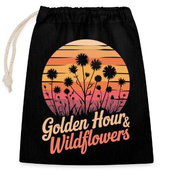 Wildflowers & Sunset - Closable cotton gift bag (25x30cm) - black - Front