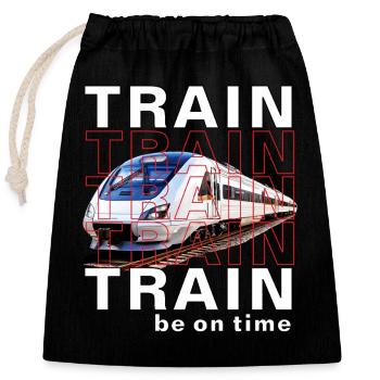 ZUG TRAIN be on time - Closable cotton gift bag (25x30cm) - black - Front