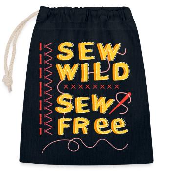 Sew Wild Sew Free – Kreativer Nähliebhaber - Verschließbarer Geschenkbeutel aus Baumwolle (25x30cm) - Navy - Vorne
