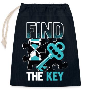 Salle d’évasion Trouver la clé - Sac cadeau en coton avec cordon (25 x 30 cm) - bleu marine - Devant