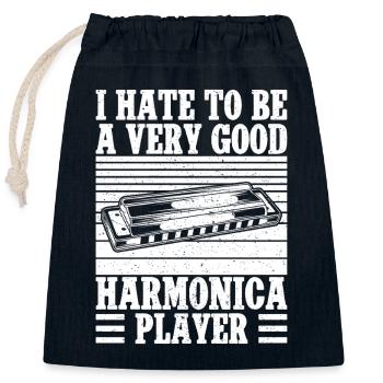 Musicien d’harmonica déteste être un très bon joueur - Sac cadeau en coton avec cordon (25 x 30 cm) - bleu marine - Devant