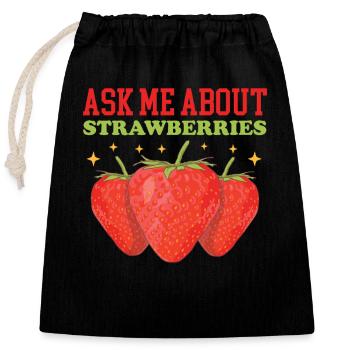 Erdbeeren Strawberry Erdbeere Geschenk - Verschließbarer Geschenkbeutel aus Baumwolle (25x30cm) - Schwarz - Vorne