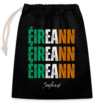 Flagge von Irland, Irish Pride - Verschließbarer Geschenkbeutel aus Baumwolle (25x30cm) - Schwarz - Vorne