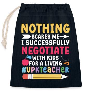 Don't worry, I negotiated successfully with me - Closable cotton gift bag (25x30cm) - navy - Front