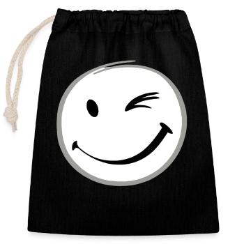 Clin d’œil sourire - Sac cadeau en coton avec cordon (25 x 30 cm) - noir - Devant