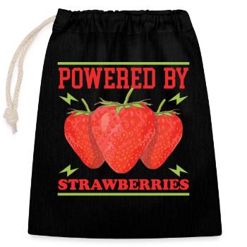 Erdbeeren Strawberry Erdbeere Geschenk - Verschließbarer Geschenkbeutel aus Baumwolle (25x30cm) - Schwarz - Vorne