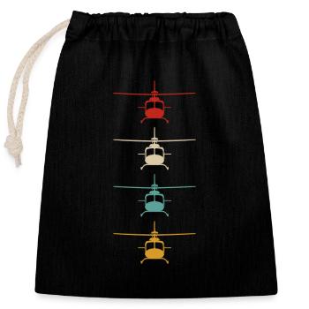 Vintage Helicopter Retro Look - Closable cotton gift bag (25x30cm) - black - Front