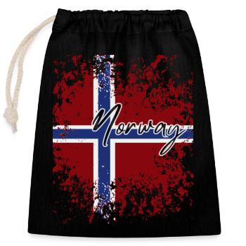 Norwegian Pride, I Love Norway - Sac cadeau en coton avec cordon (25 x 30 cm) - noir - Devant