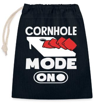 Mode joueur Cornhole activé - Sac cadeau en coton avec cordon (25 x 30 cm) - bleu marine - Devant