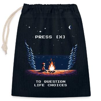 Appuyez sur [X] pour remettre en question les choix de vie Spruch - Sac cadeau en coton avec cordon (25 x 30 cm) - bleu marine - Devant