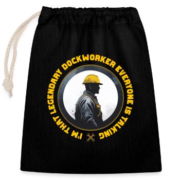 Hafenarbeiter Legendary Dockworker - Closable cotton gift bag (25x30cm) - black - Front