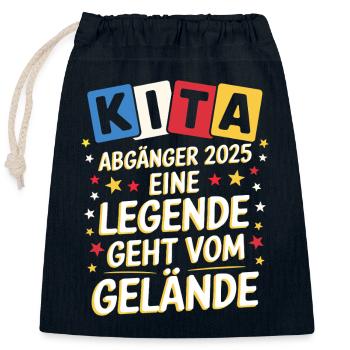 KIta Abgänger Abschied Abschluss Abschlussgeschenk - Verschließbarer Geschenkbeutel aus Baumwolle (25x30cm) - Navy - Vorne