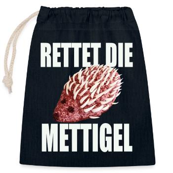 Save the Mettigel - Closable cotton gift bag (25x30cm) - navy - Front