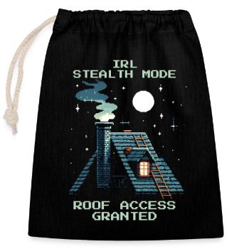 Chimney Sweep Stealth Roof Access Retro Pixel - Closable cotton gift bag (25x30cm) - black - Front