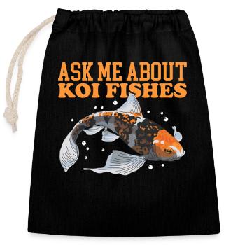 Poissons Koi Koi Nishikigoi Cadeaux - Sac cadeau en coton avec cordon (25 x 30 cm) - noir - Devant