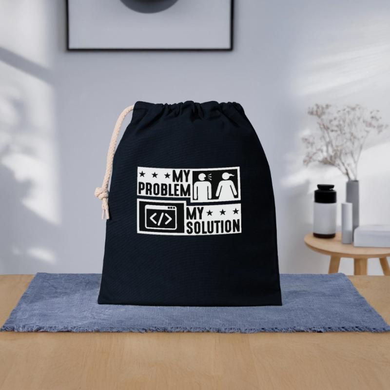 Online Coder My Problem My Solution Pictogram Mom Closable cotton gift bag (25x30cm)