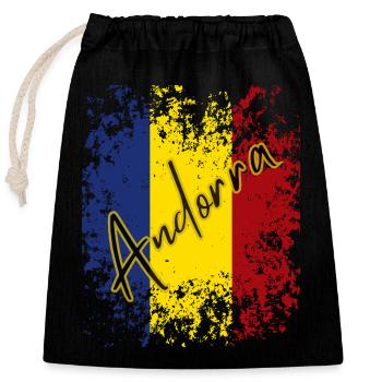 Drapeau d’Andorre, fierté andorrane - Sac cadeau en coton avec cordon (25 x 30 cm) - noir - Devant