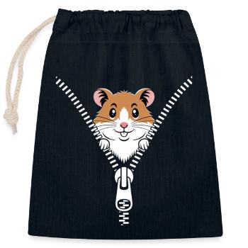 Un hamster mignon découvre curieusement le monde - Sac cadeau en coton avec cordon (25 x 30 cm) - bleu marine - Devant