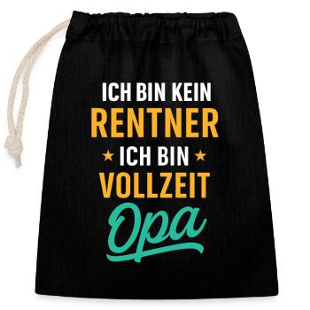 Papy à temps plein - Sac cadeau en coton avec cordon (25 x 30 cm) - noir - Devant