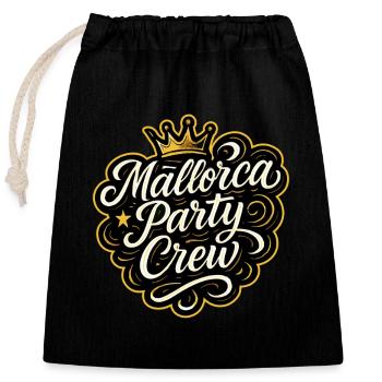 Mallorca Party Crew Krone - Verschließbarer Geschenkbeutel aus Baumwolle (25x30cm) - Schwarz - Vorne