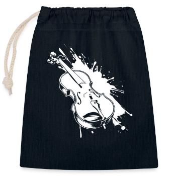Graffiti de violon - Sac cadeau en coton avec cordon (25 x 30 cm) - bleu marine - Devant
