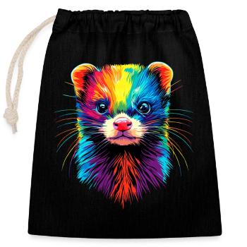 Furet Furet Putois Martre Belette Mignon Furet - Sac cadeau en coton avec cordon (25 x 30 cm) - noir - Devant