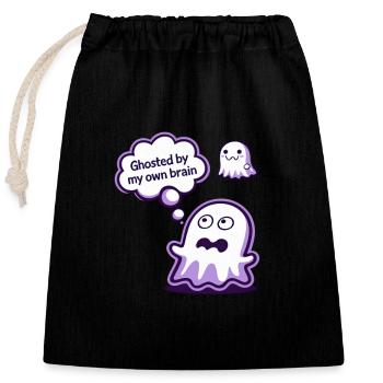 Ghosted by My Brain – Ghost Cartoon - Closable cotton gift bag (25x30cm) - black - Front