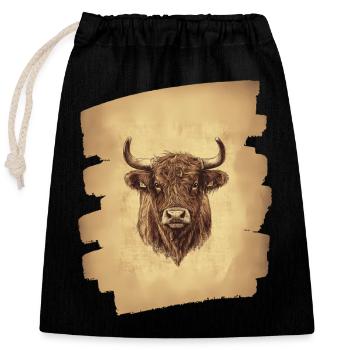 Bovins écossais des Highlands - Sac cadeau en coton avec cordon (25 x 30 cm) - noir - Devant