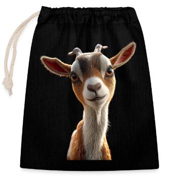 Ziege Hausziege Steinbock Ziegenbock Süße Ziegen - Verschließbarer Geschenkbeutel aus Baumwolle (25x30cm) - Schwarz - Vorne