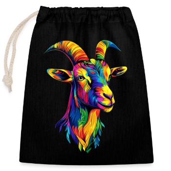 Chèvre Chèvre domestique Capricorne Chèvre Chèvre Chèvre mignonne - Sac cadeau en coton avec cordon (25 x 30 cm) - noir - Devant