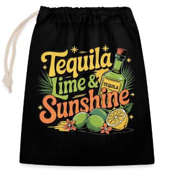 Tequila, Lime & Sun - Closable cotton gift bag (25x30cm) - black - Front