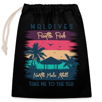 Maldives Beach Paradise - Verschließbarer Geschenkbeutel aus Baumwolle (25x30cm) - Schwarz - Vorne