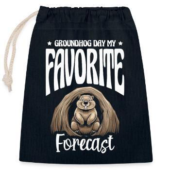 Groundhog Day My Favorite Forecast Cute Animal - Closable cotton gift bag (25x30cm) - navy - Front