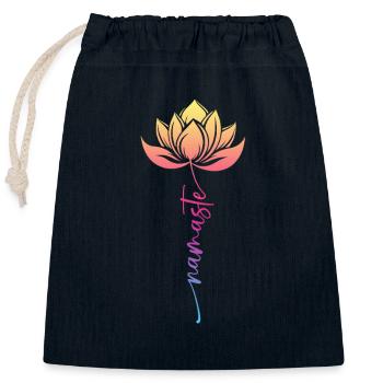 Murmurez gracieusement Namaste et honorez la lumière partagée - Sac cadeau en coton avec cordon (25 x 30 cm) - bleu marine - Devant