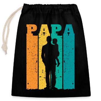 Retro Dad Silhouette – Vintage Style Father's Day - Closable cotton gift bag (25x30cm) - black - Front
