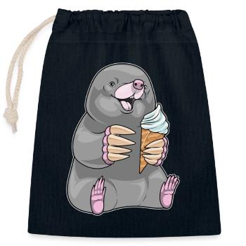 Maulwurf Waffeleis - Verschließbarer Geschenkbeutel aus Baumwolle (25x30cm) - Navy - Vorne