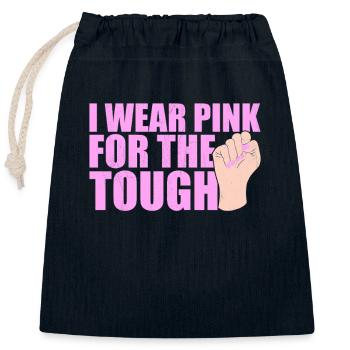 I Wear Pink For The Tough Rosa Schleife Brustkrebs - Verschließbarer Geschenkbeutel aus Baumwolle (25x30cm) - Navy - Vorne